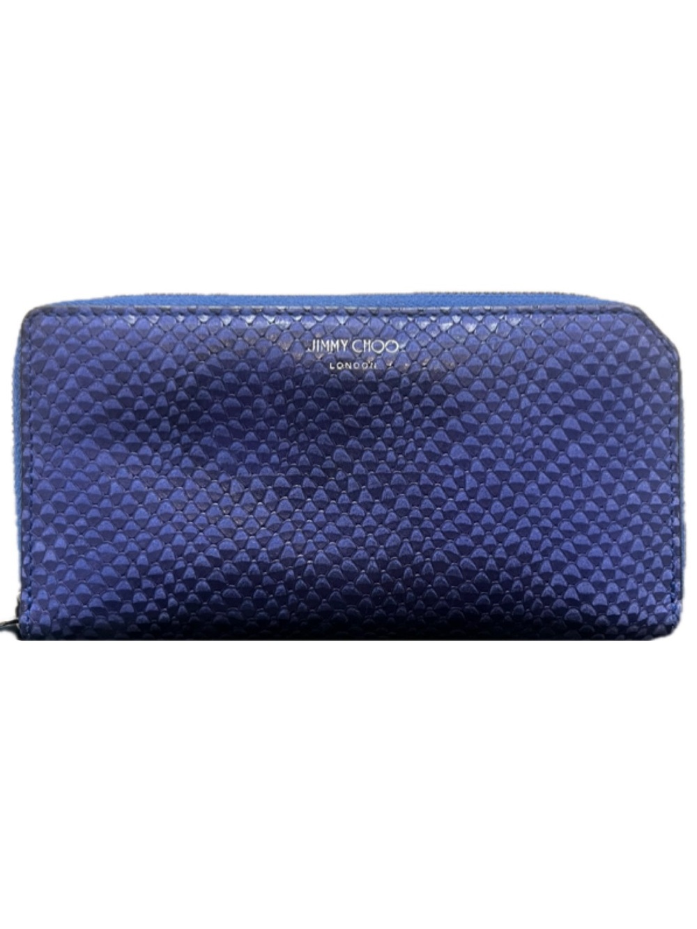 Jimmy Choo Blue Snake Embossed Continental Wallet